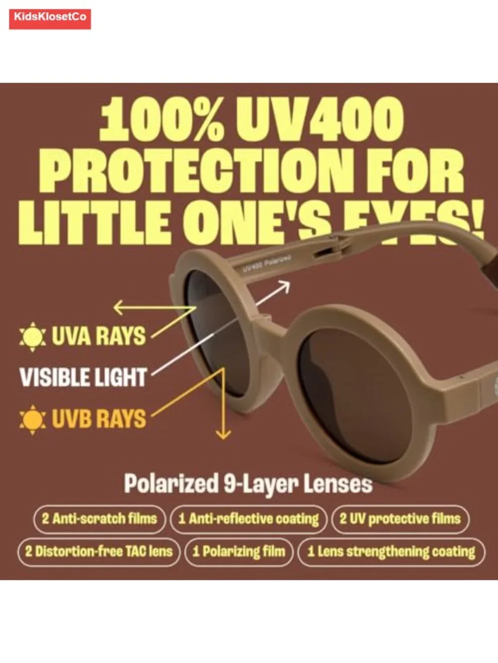 Kids Polarized Sunglasses - Unbreakable UV Protection with Strap